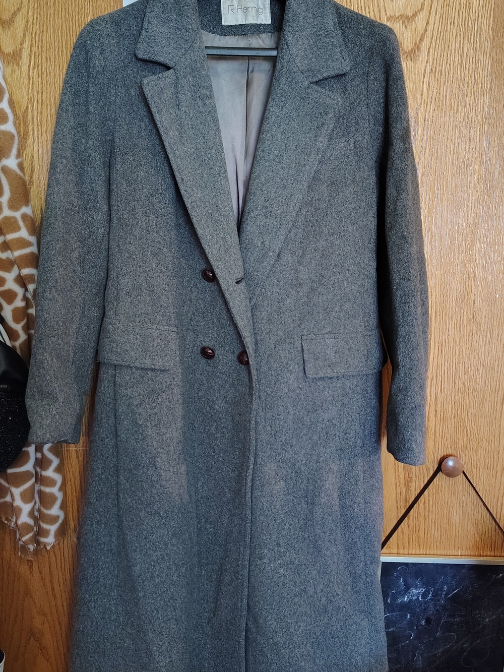 R. Hering Women's Gray Wool Double-Breasted Pea Coat